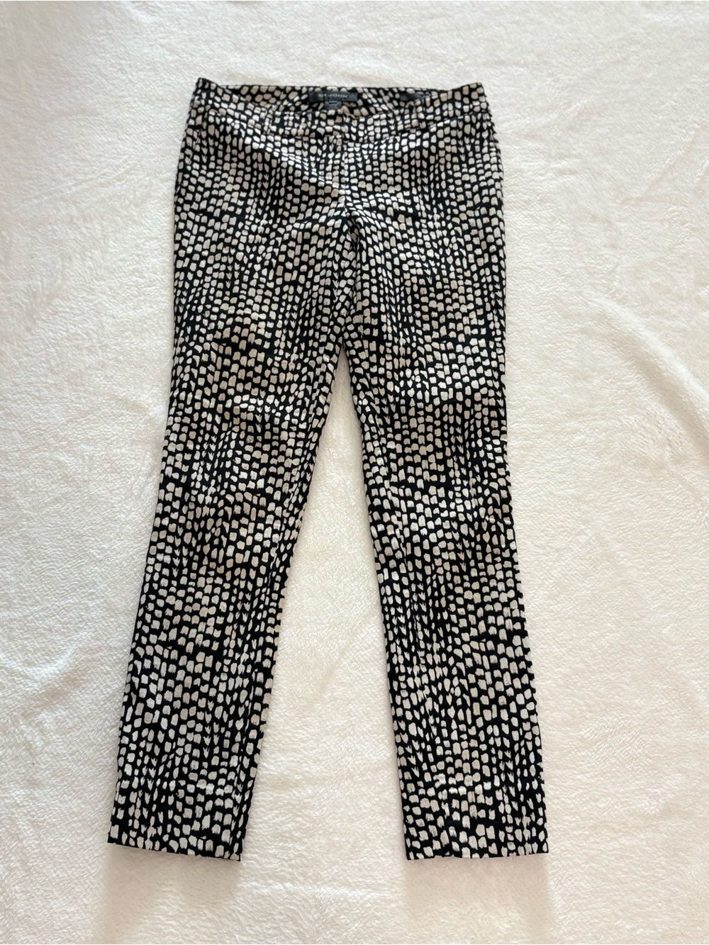 St. John Black and White Patterned Skinny pants
